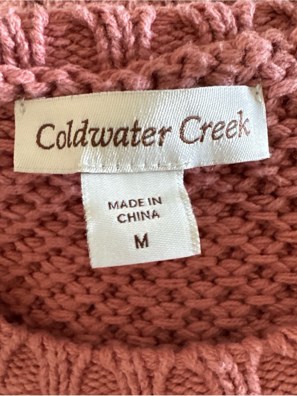 Coldwater Creek Cabled Crew Neck Shaker Sweater Womens Medium Pink Bobble Knit - Picture 9 of 10